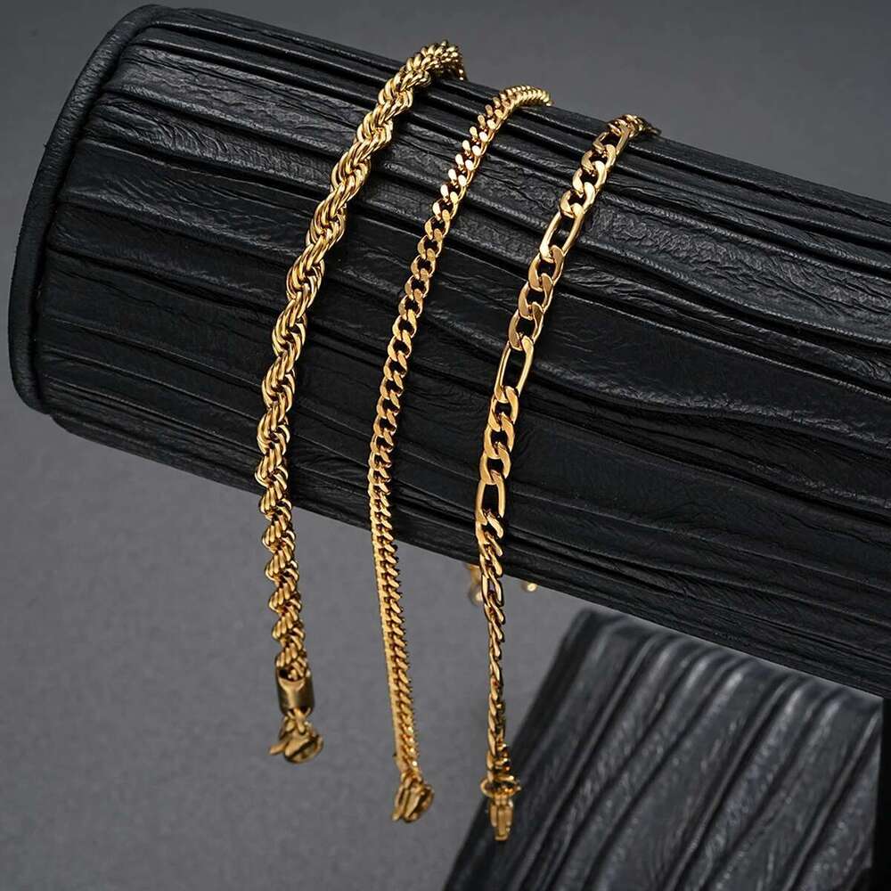 3Pcs/Set Stainless Steel Punk Cuban Chain For Men Minimalist Sier Color Hip Hop Bracelet Party Fashion Jewelry Gifts