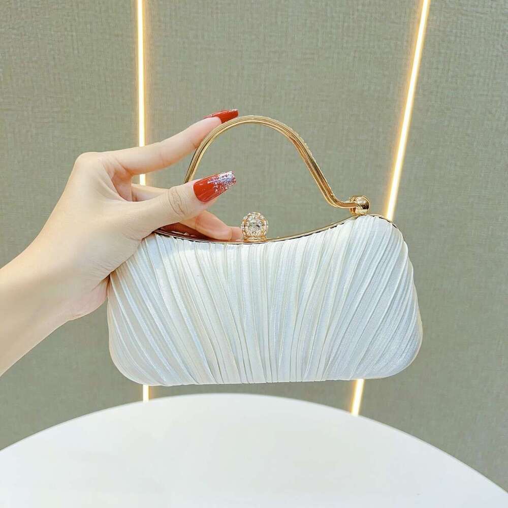 Dinner Bag New Banquet Pleated Solid Color Handbag Single Shoulder Simple And Versatile Trendy Pearl Bag Korean Version Women S Bag KQ