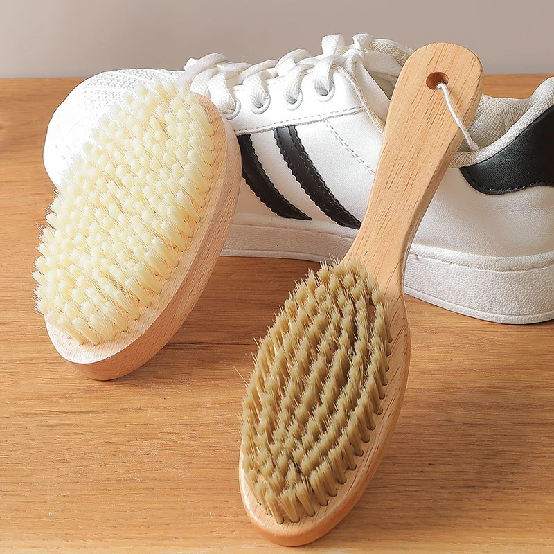 Shoe cleaning brush laundry brush rubber wood brush soft brush non damaging to shoes clothing household cleaning tools 250425