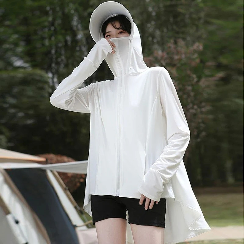 UV resistant hooded sweatshirt long sleeved front short pocket summer womens casual solid jacket 250428