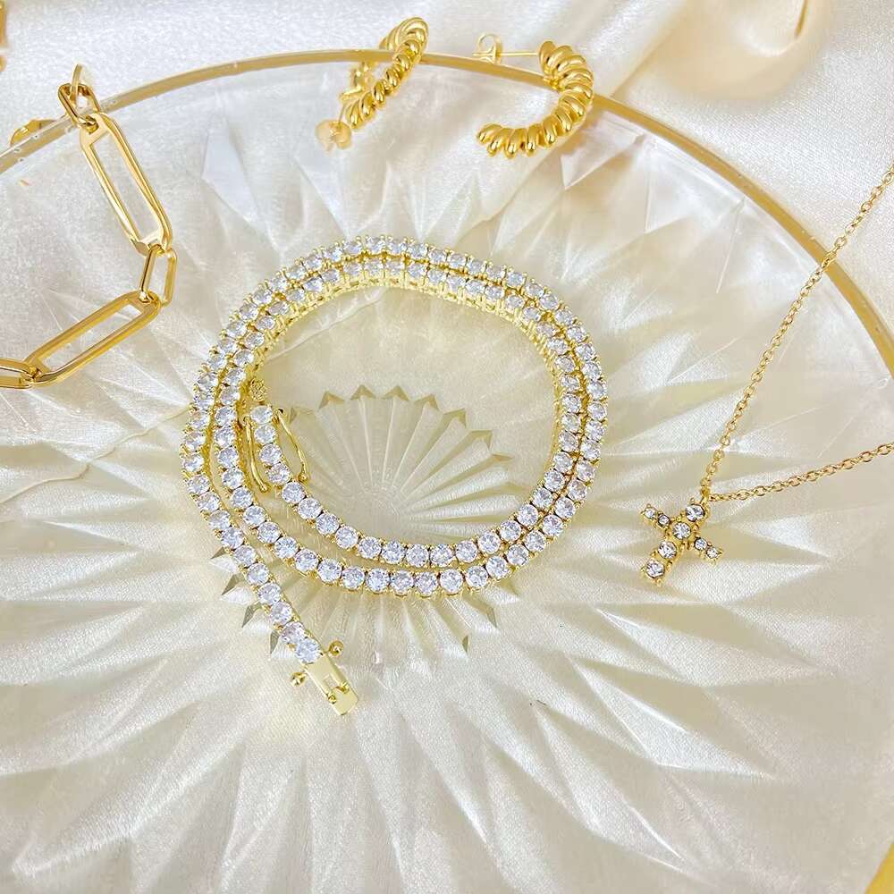 High Quality Tennis Chain Fade Necklace Titanium Steel Gold Plated 161820222430 Gypsophila Gemstone Fashion Jewelry 2025