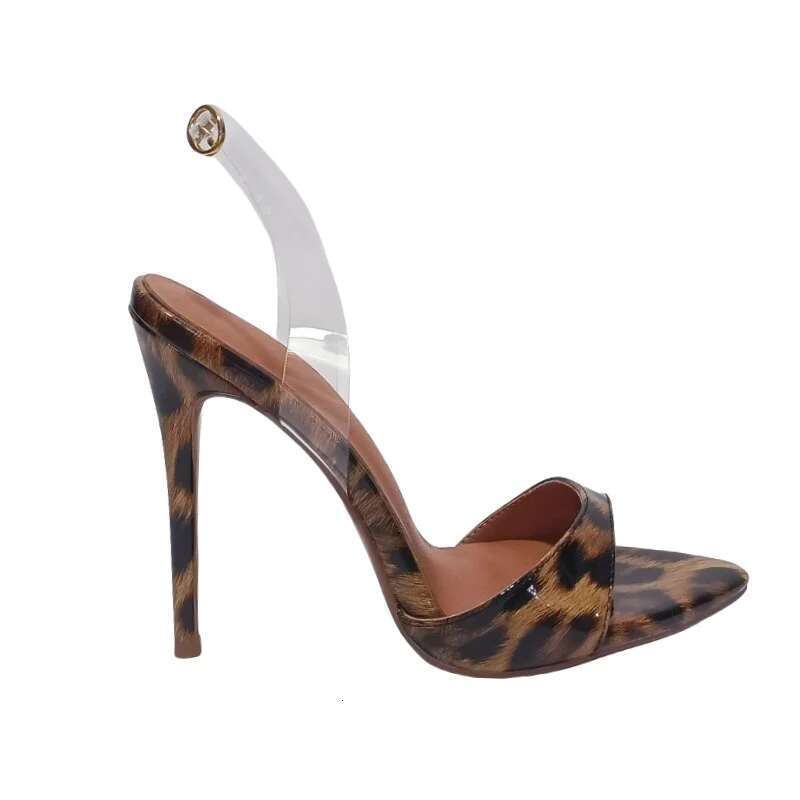 Fashionable Pointed Stiletto Sexy Leopard Print High Heels Clear Strap Sandals Everyday Party Women Shoes