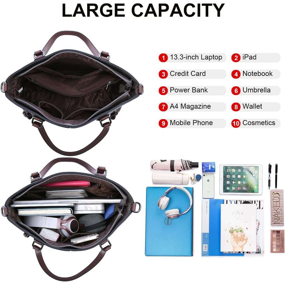 Purses Tote Bag for Women, Handbags Large Shoulder Bag, Leather Work Bags with Multi-Pockets, Designer Hobo Satchel