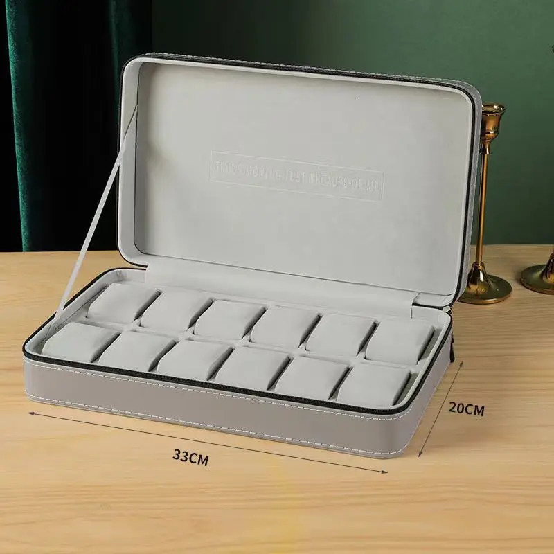 4/6/8/10/12 slot portable leather watch box perfect organizer for your watch jewelry storage box zipper easy to carry mens watch Roxes 250430