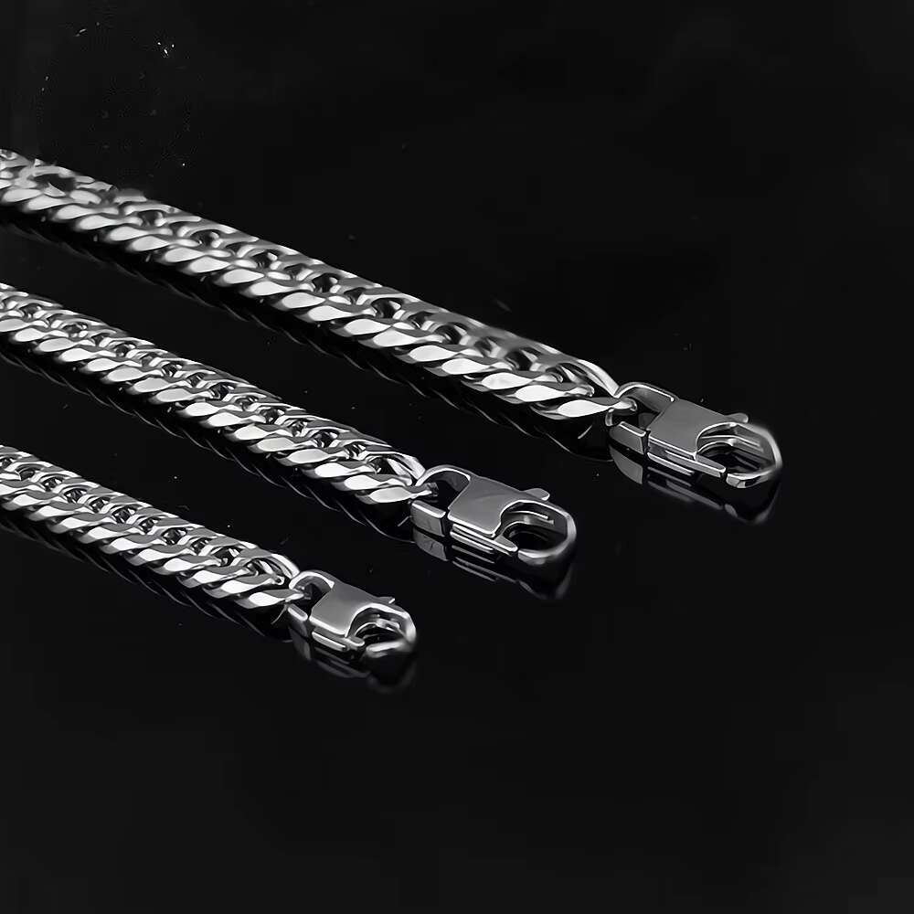 Fashion Silver 316L Stainless Steel Hip Hop 8mm 10mm 12mm 14mm Cuban Chain Bracelet for Men