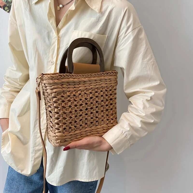 JIOMAY Women's Designer Handbag Summer Beach Tote Bag High-Quality Crochet Woven Purse With Drawstring Closure