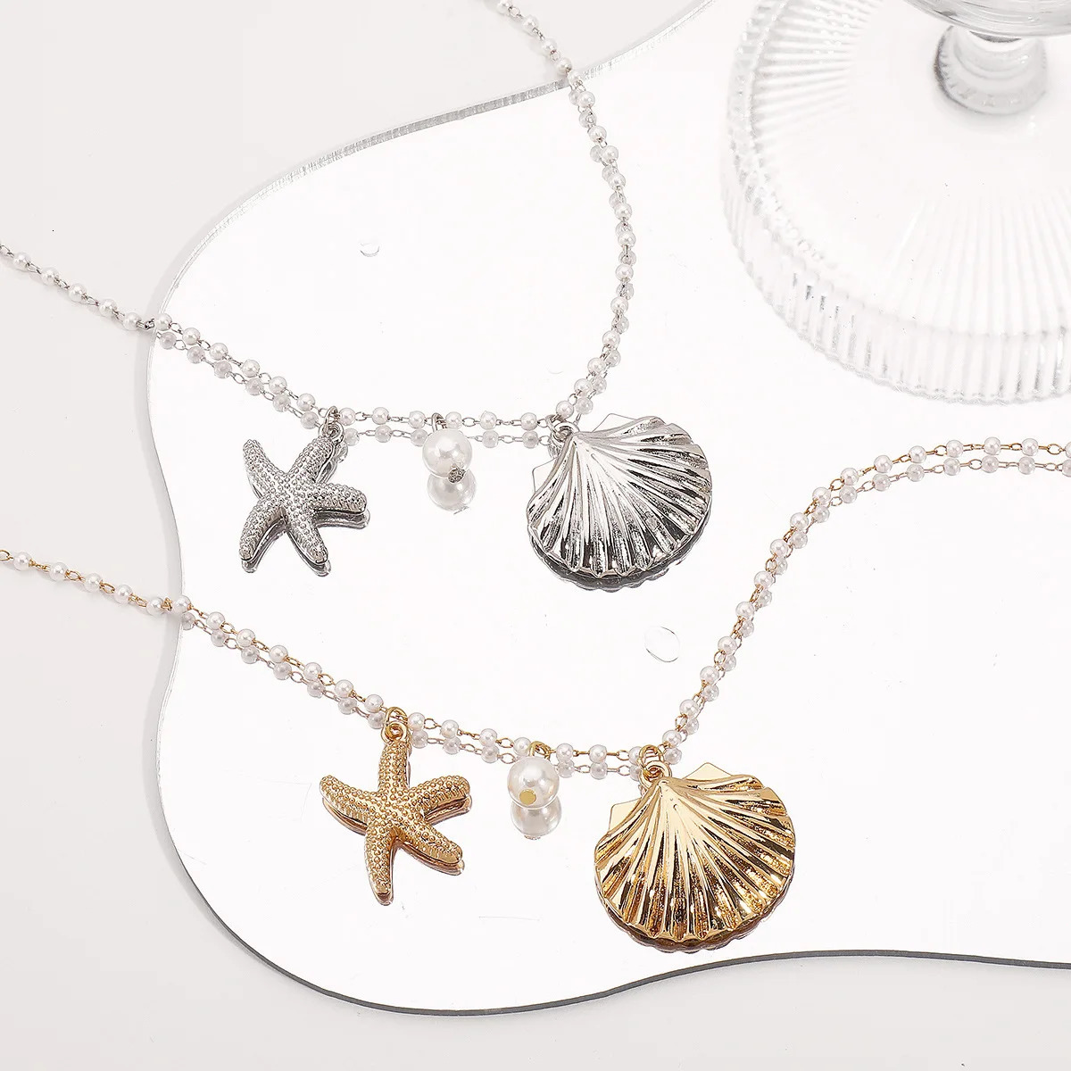 Starfish Shell Womens Necklace Pearl Trend Summer Party Holiday Statement Jewelry Fashion Charm Accessories 250415
