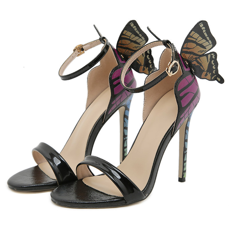 Women Summer Sandals Fashion Embroidered Satin Butterfly High Heeled Footwear Adjustable Ankle Strap Shoes Women high heels 250118