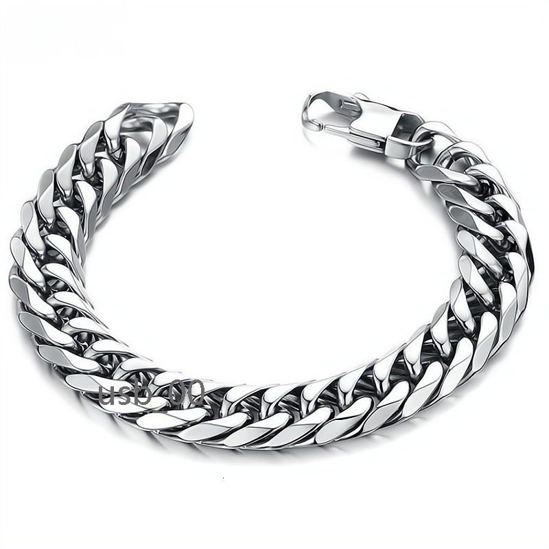 Fashion Silver 316L Stainless Steel Hip Hop 8mm 10mm 12mm 14mm Cuban Chain Bracelet for Men