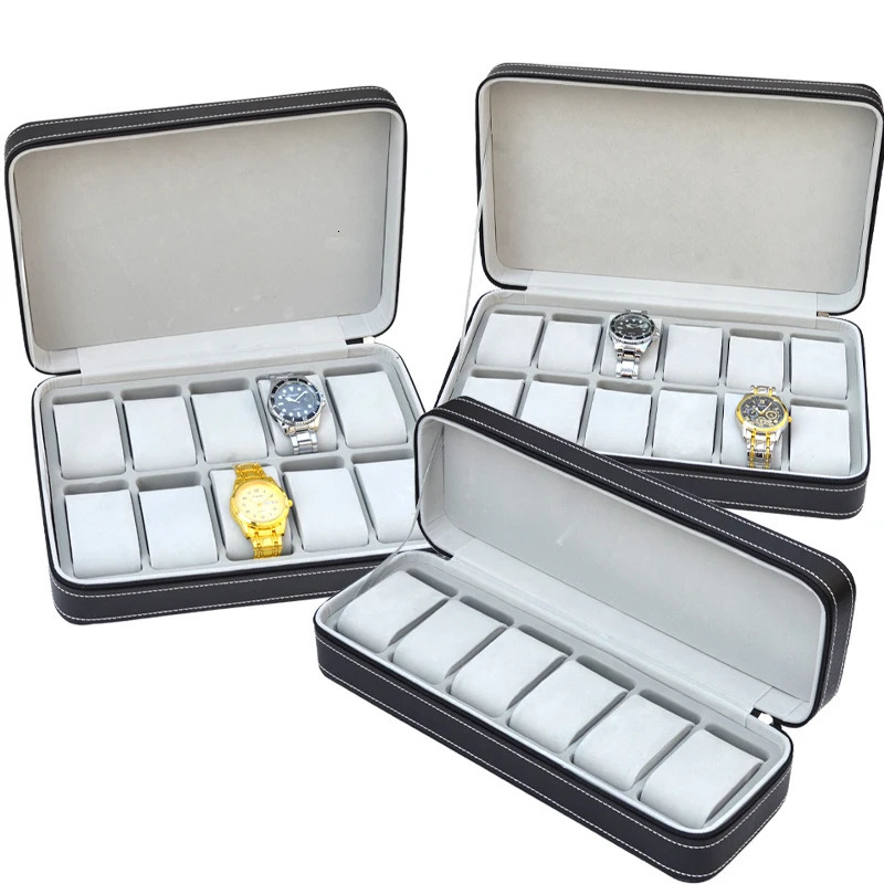 Travel Dustproof Embedded Watch Box Zipper Portable PU Leather Storage Box Watch Display Box for Travel and Gifts 250430