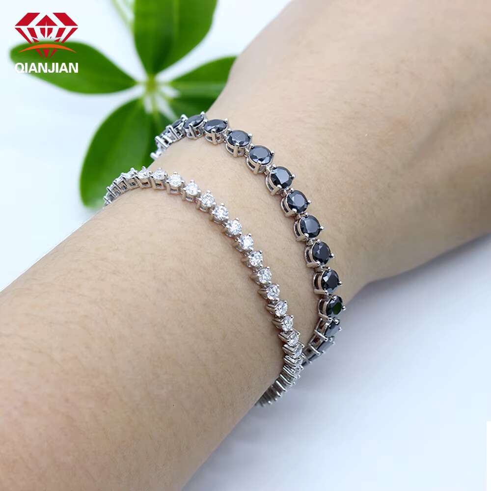 Luxury Ice Out Moissanite Tennis Chain GRA Round Brilliant Cut VVS Moissanite Tennis Chain Womens 2mm 6 to 9 Link Chain Unisex