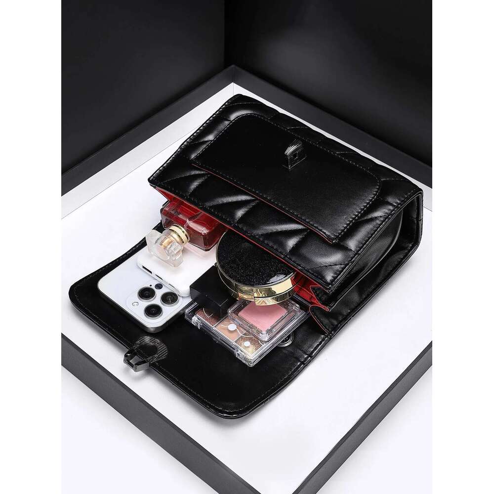 Retro Flip Women's Diagonal Cross PU Leather Quilted Embroidered Handbag Fashion Designer Chain Shoulder Bag
