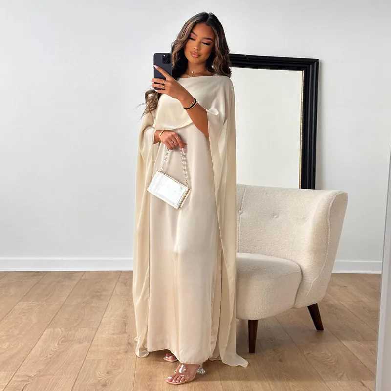 Chiffon Womens Dress Temperature O-neck Long Dress High Waist Party Muslim Dress Dubai Abayas Evening Dress Vistildos W250430