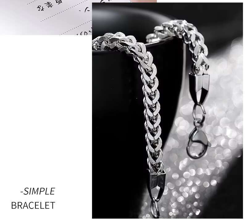 Stainless Steel Double Layer Chain Mens Bracelets Bangles Fashion Braided Bracelet Bangle Men Hip Hop Party Rock Jewelry