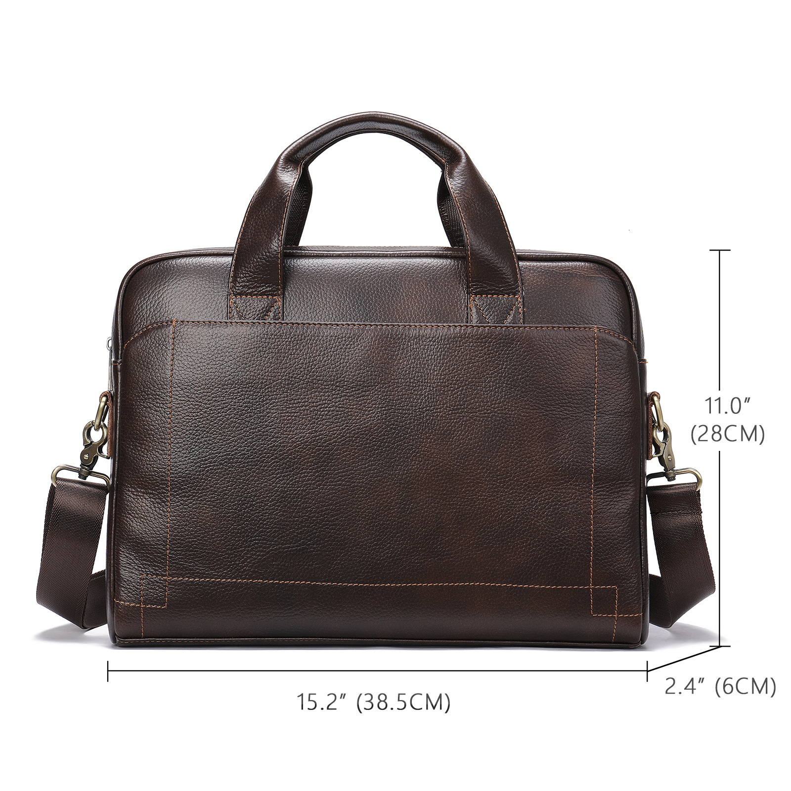 Malunte men's handbag with top layer cowhide briefcase, leather laptop bag, official bag