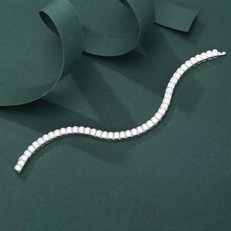 Hip Hop 925 Sterling Silver 3.5mm Moissanite D Color Vvs Womens Tennis Bracelet Jewelry