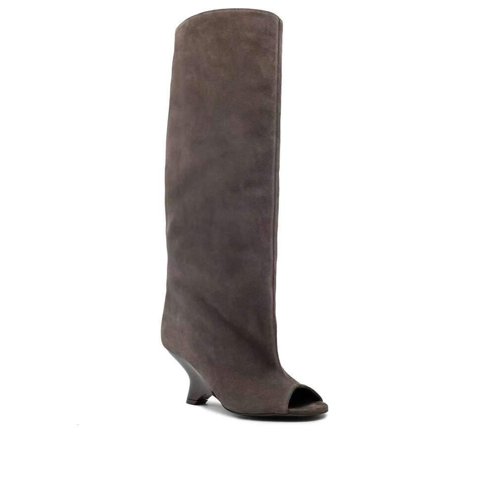 Fashion Versatile Open Fish Mouth High Heels Shaped Heel Casual Designer Unique Women Shoes Boots