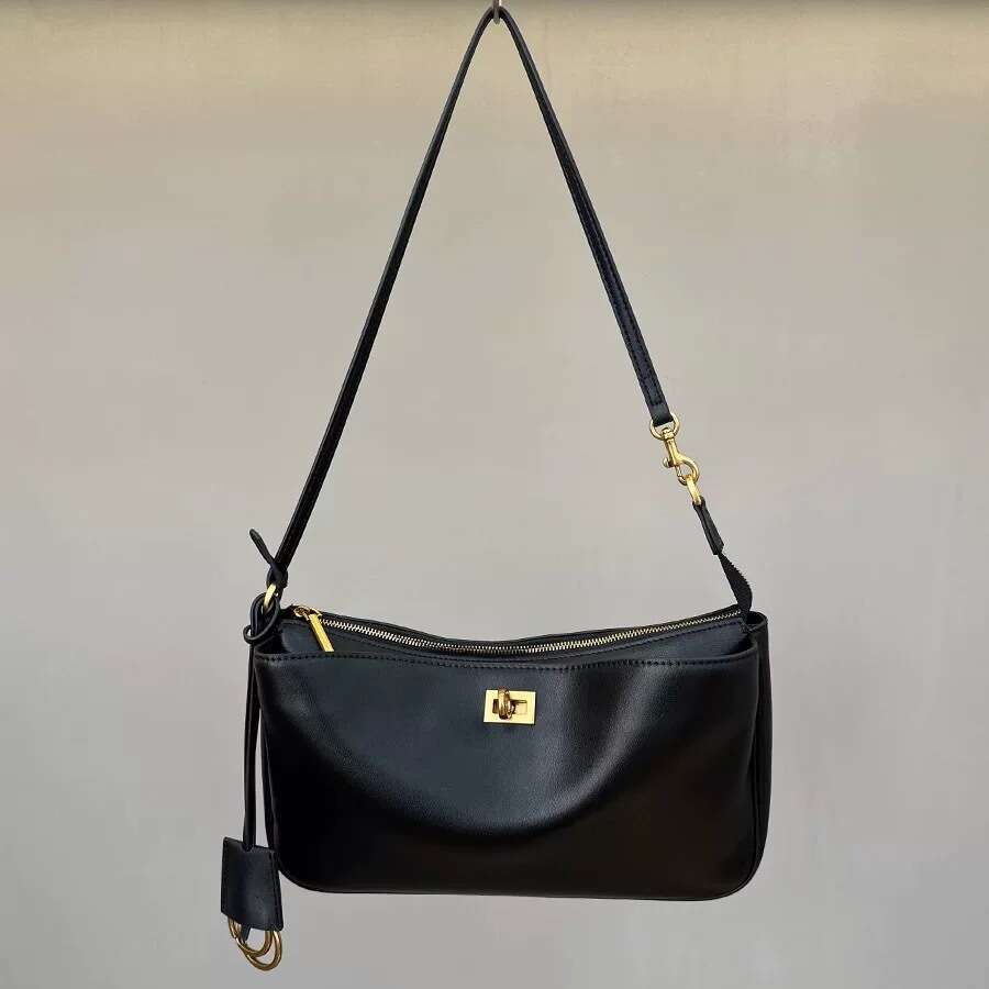Fashionable new leather 2025 high-end lock buckle hobo armpit hand-held crossbody women's bag, Kelly bag