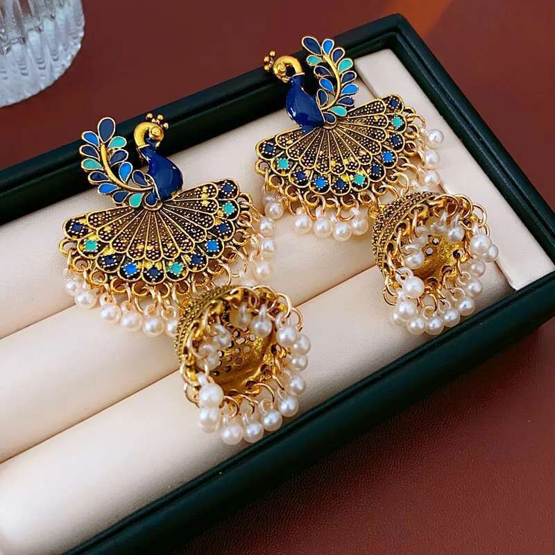 2024 Vintage Pearl Earrings For Women Steel Needle Pea Oil Round Fringe Drop Earring Party Fashion Jewelry Gifts