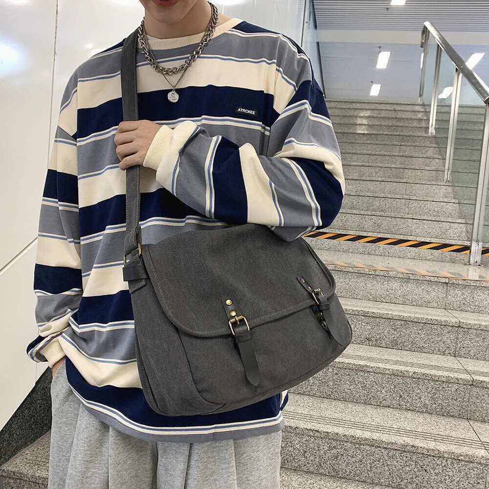 designer bag Canvas Crossbody Bag Solid Color Fashion Unisex Shoulder Totes Large Capacity Flap Buckle Tote Book Bags Handbags Girls Satchels