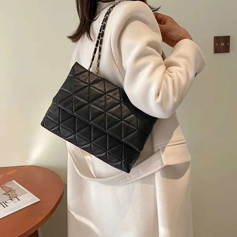 Fashion Embroidery Plaid Crossbody Bags, Casual Chain Shoulder Bag For Women Daily Used