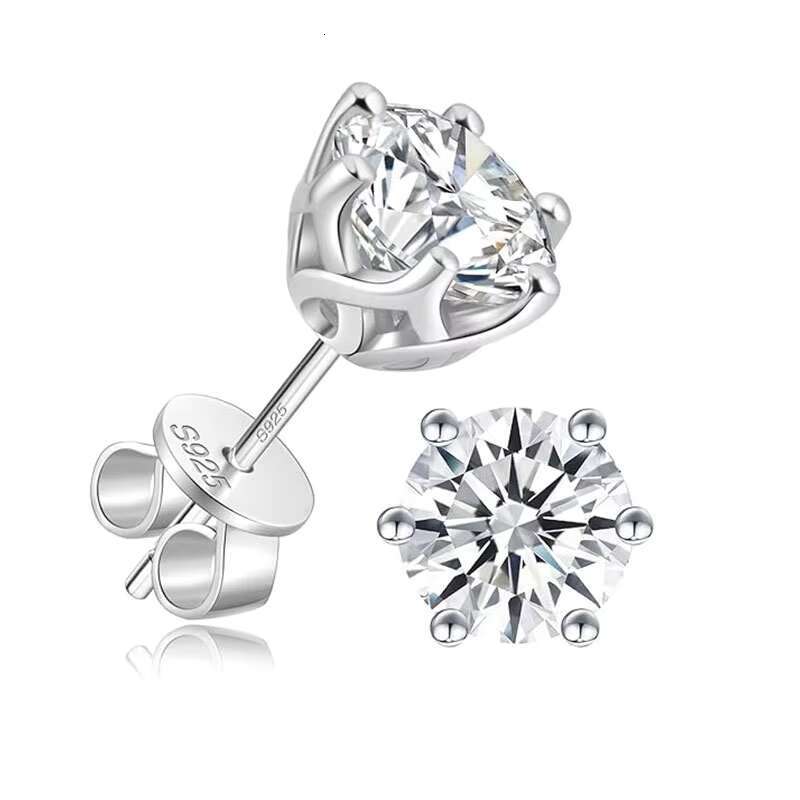 Punk Style Hypoallergenic Ear Needle Unisex Rock Hip Hop Jewelry 925 Sterling Silvery Moissanite Stud Earrings with Gift