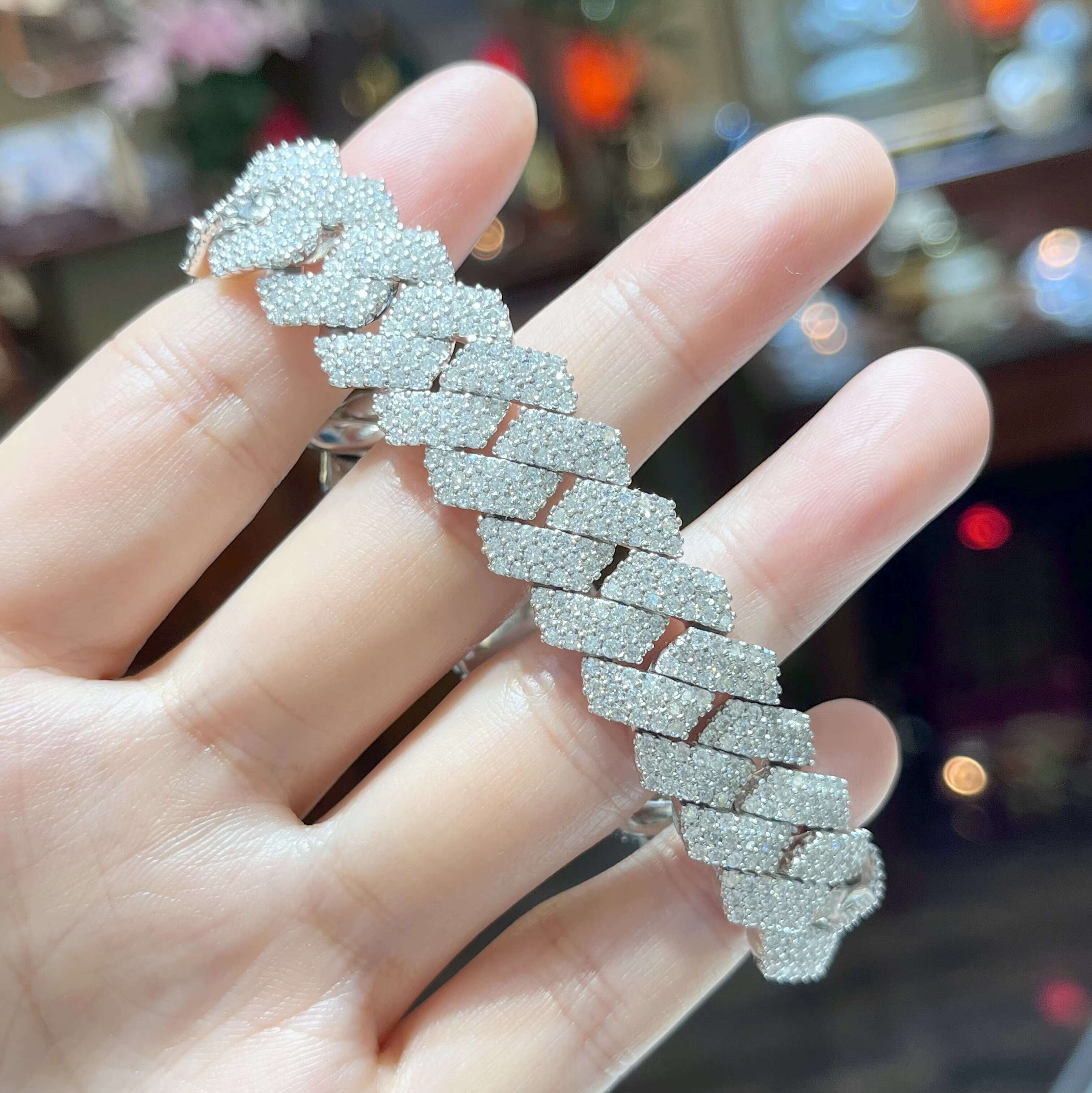 18K Custom Vvs Moissanite Big Mens Rapper Diamond Chain Hip Hop Jewelry Cuban Link Chain Miami Cuban Link Bracelet Lab Grown