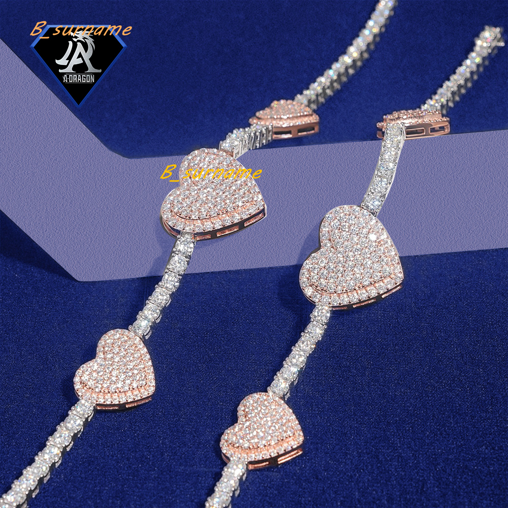 Elegant Unisex 925 Silver Moissanite Heart Tennis Bracelet Timeless Style with Glimmering Stones
