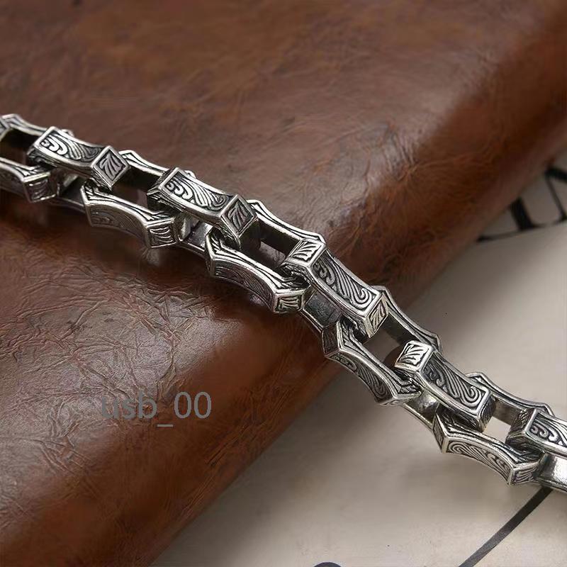 Punk Men Woman Solid Silver Rock Bracelet Jewelry 925 Sterling Silver Chain 10MM 7 8 9 10 Charm Lock Bangle Hip Hop Accessor