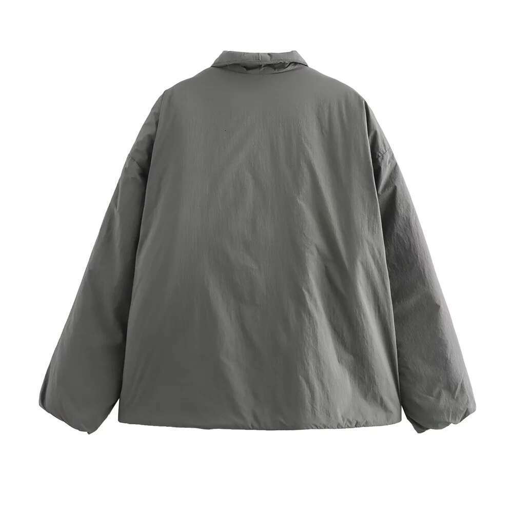 BM&MD&ZA early autumn new women's clothing simple design white duck down short loose lace-up jacket