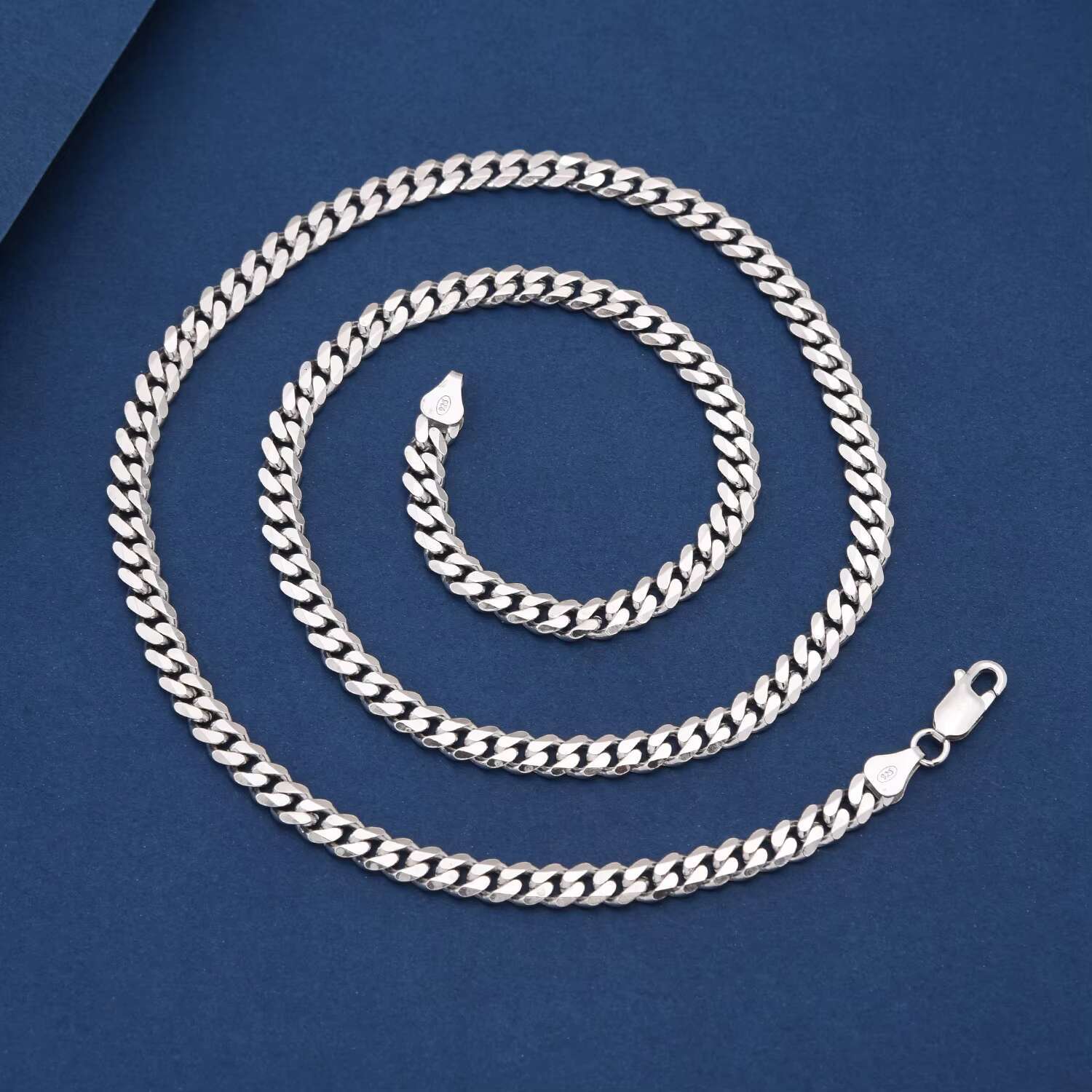 925 Sterling Silver 4/5/6mm Chunky Diamond-Cut Cuban Link Hip Hop Jewelry Necklace for Men and Women