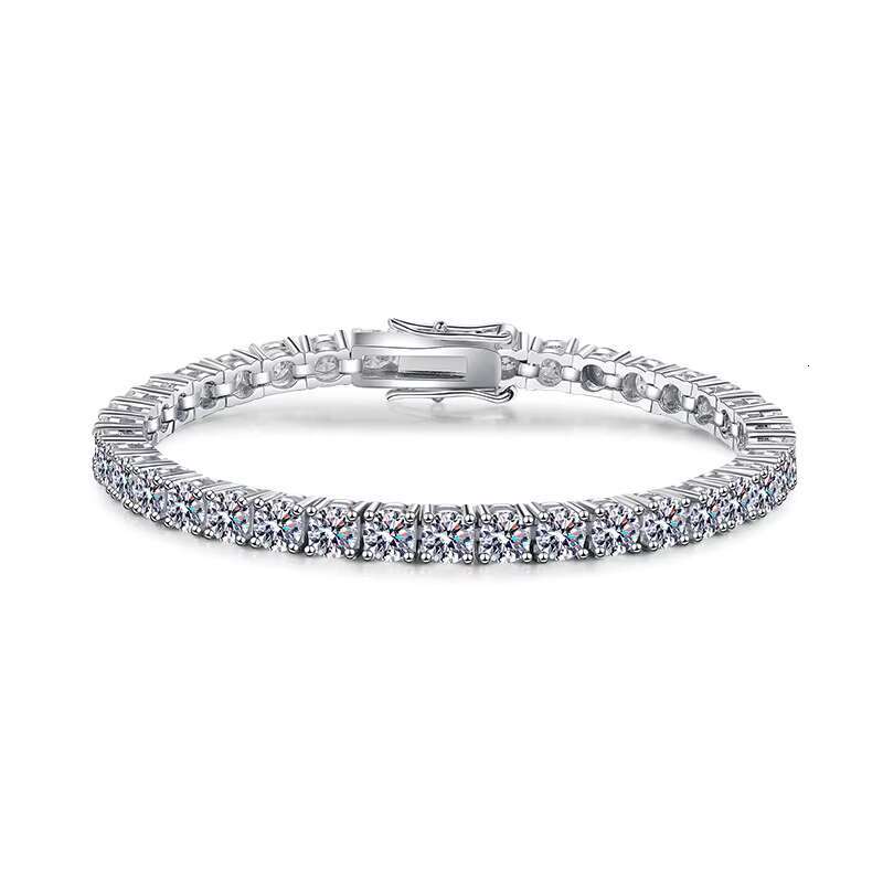 Fine Jewelry S925 Sterling Silver Moissanite Bracelet Diamond Moissanite Tennis Chain Bracelets