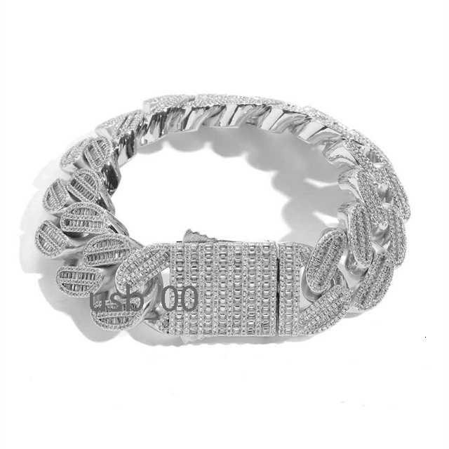 Factory 20mm Width Cuban Chain Bracelets for Men Casual Chic Hip Hop Style Fashion Daily Jewelry Cz Diamond Gold Plated Bracelet
