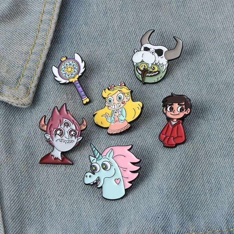 Classic Cute Princess Magic Wand Enamel Horn Anime Badge Girl Brooch Cartoon Lapel Pin Gift Jewelry For Friend Wholesale