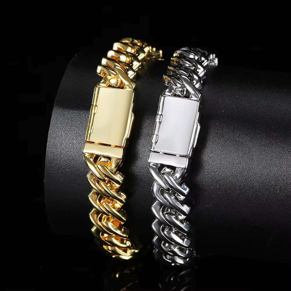 Custom Hip Hop Jewelry Fashion Gold Plated Brass CZ Zircon Diamond Luxury Iced Out Cuban Link Chain Necklace for Men Women