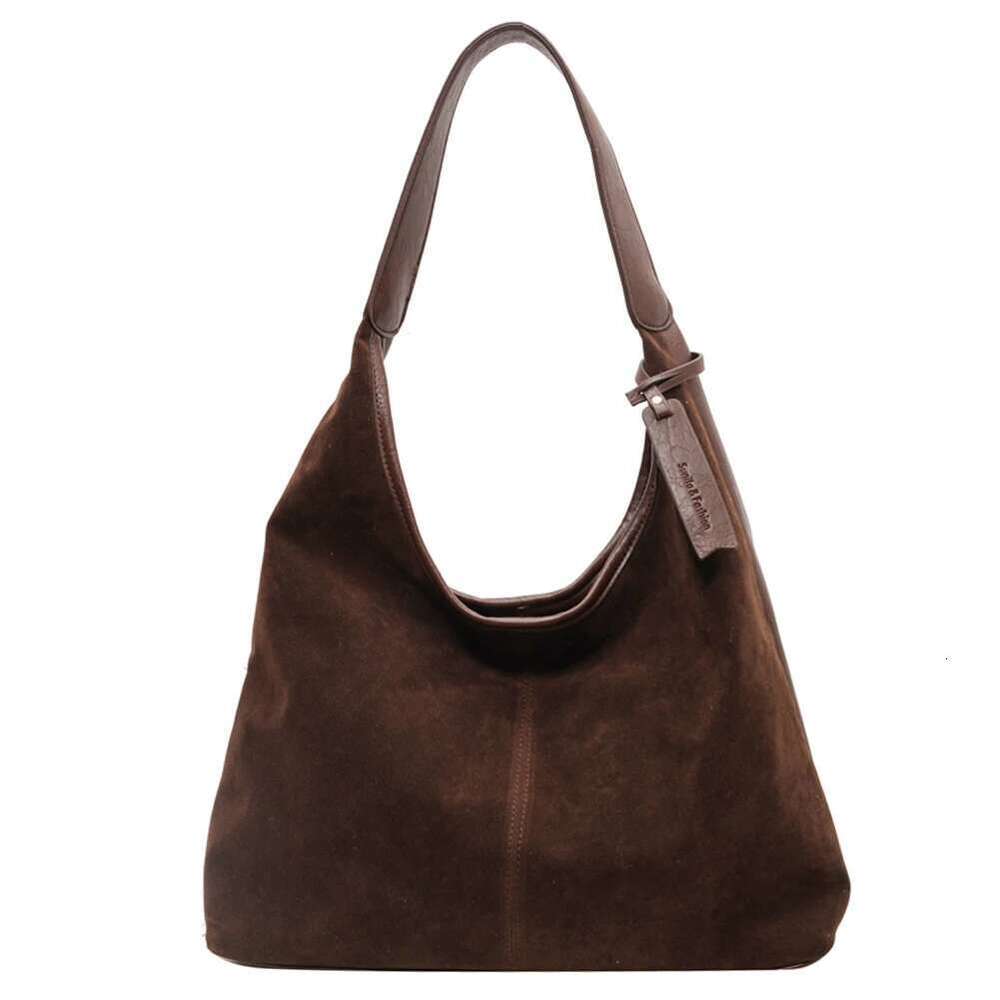 Women Suede Hobo Slouchy Shoulder Bag Magnetic Closure Retro Handbag Large Capacity Purse For Work Travel Bag