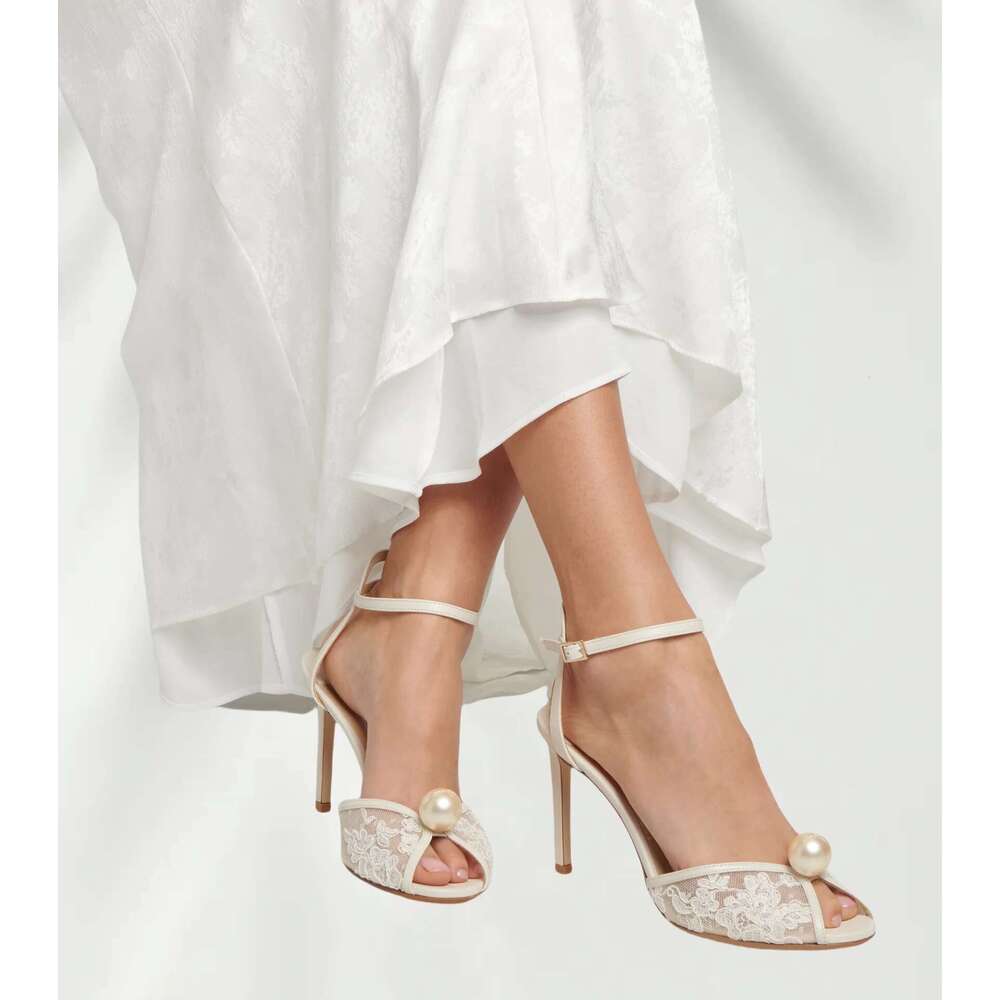 New Fashion Ankle Strap Lace Pearl Open Toe Sandals Quality Breathable Women High Heels Gladiator Women's Shoes