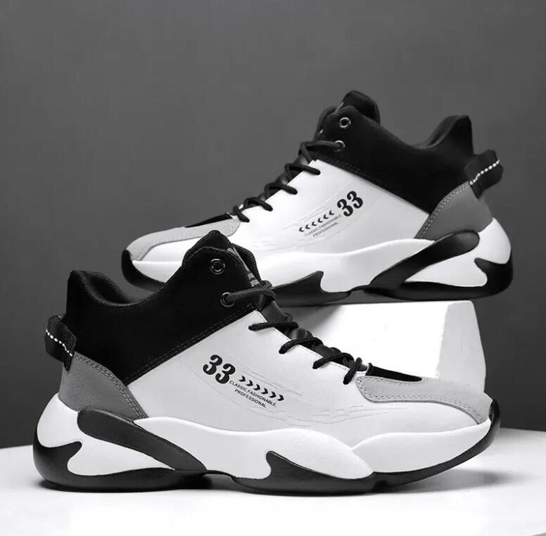 Mens High-top Basketball Shoes Thick Sole Non-slip Sports Shoes Trendy Youth Comfortable Athletic Shoes Tenis Para Hombre Z 5.1-1
