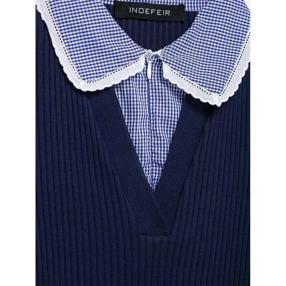 Women's Tops New Spring 2025 Lapel Patchwork T-Shirt Slim Fit Commuting Casual Fashionable And Versatile