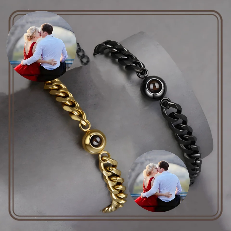 Custom Projection Bracelet Steel With Picture Cuban Chain Bracelet With Personalized Po Projection Suitable For Men 250430