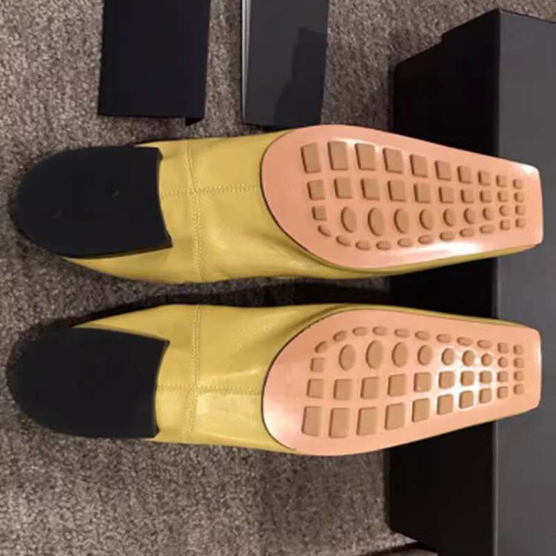 Fashion Drandma High Quality Women Square Catwalk Flats Comfortable Pumps Soft Leather Pleated Elastic Casual Shoes
