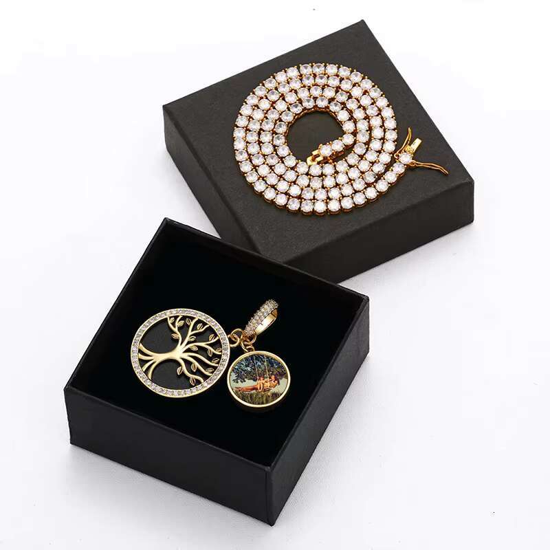 Hot Hiphop Jewelry 18K Gold Plated Brass 5A Zircon Icedout Tree of Life Memory Photo Pendant for Men Women