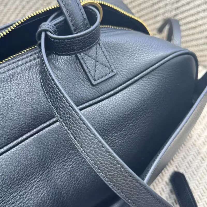 Cowhide French Motorcycle 2025 New Fashion Bowling Bag Vintage Design Casual Underarm Shoulder Purse Tote Handbag Women