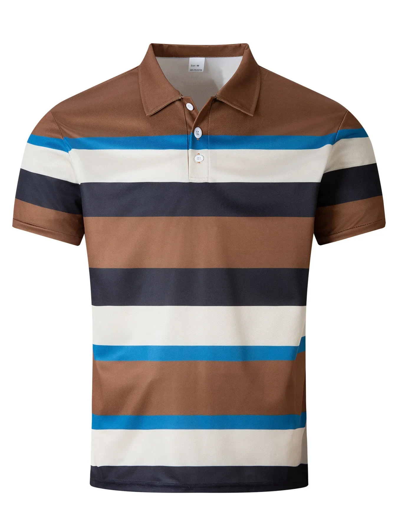 Summer Stripe Splicing Work Stripe Mens Polo T-shirt Fashion Collar Button Sports Trendy Wear Short Sleeve Top 250428