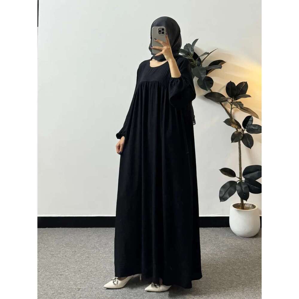 Loose Maxi Prayer Muslim Modest Dresses Jilbabs Full Sleeve Casual Solid Pockets Robe Long Ramadan Dress Women Abayas