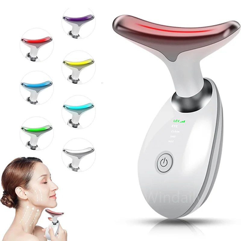 7 Colors Anti Wrinkle Massager Neck Face Beauty Device Skin Tighten Lift Device Reduce Double Chin Skin Care Tool 250422