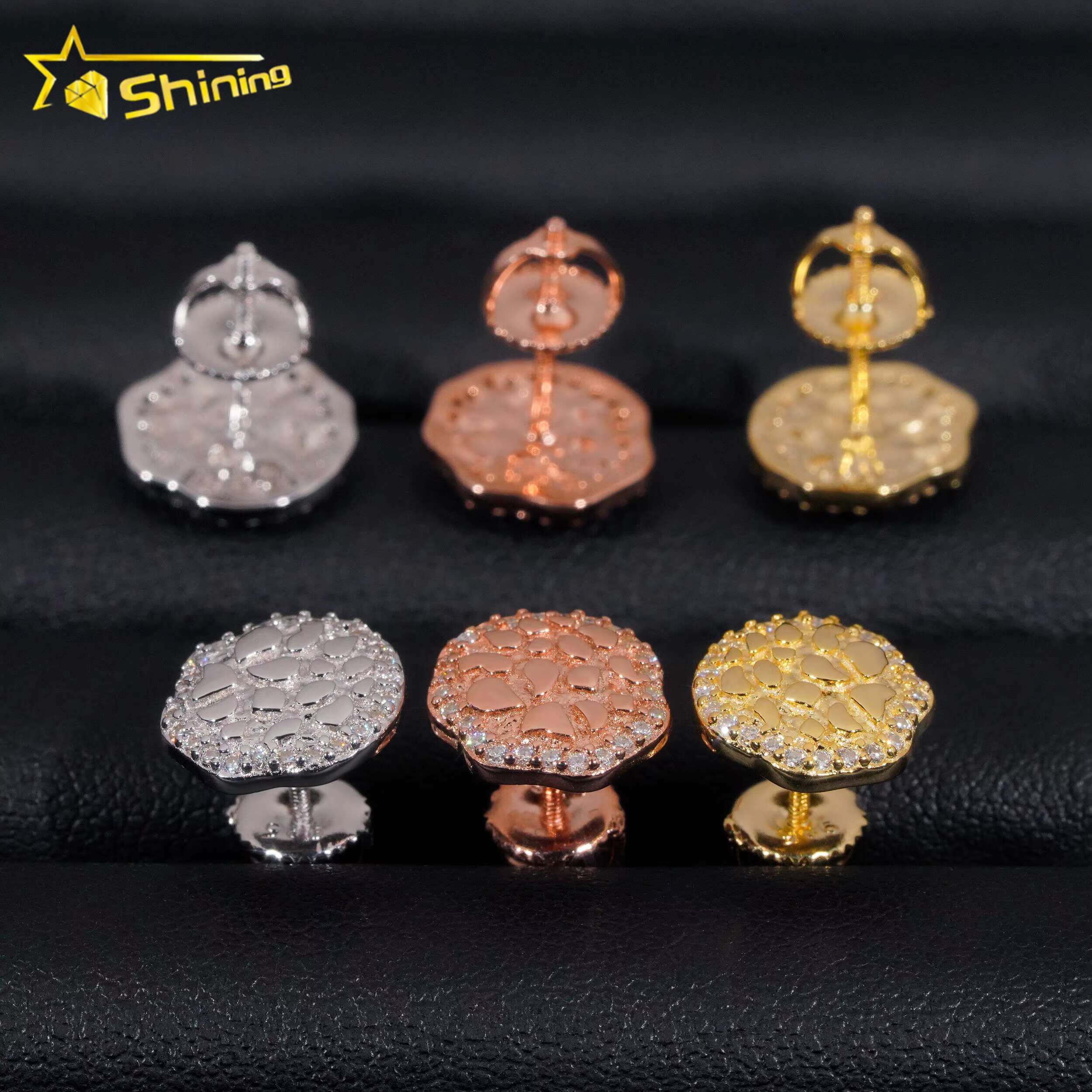 Best Selling Fine Jewelry Men Diamond Hip Hop Earrings Sterling Silver 925 Iced Out VVS Moissanite Stud Earrings