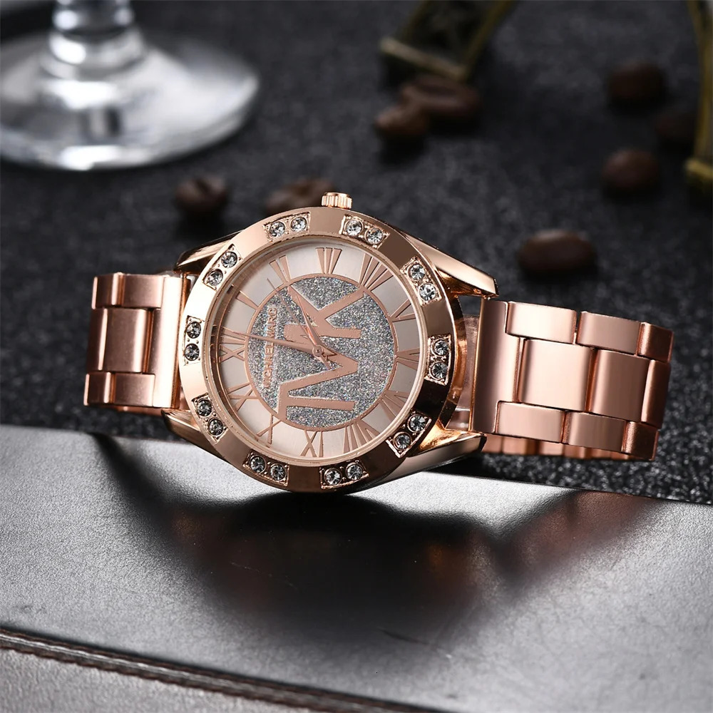 Womens Watch Fashion Diamond TVK Quartz Watch Business Stainless Steel Gold Womens Watch Gift Watch 250425
