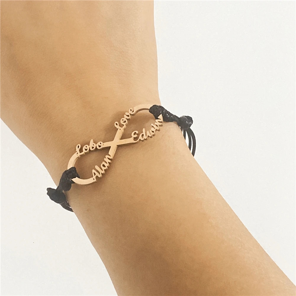 Personalized Custom Name Bracelet Mom Infinity Adjustable Bracelet Stainless Steel with Kids Names Gift for Mom Jewelry 250430