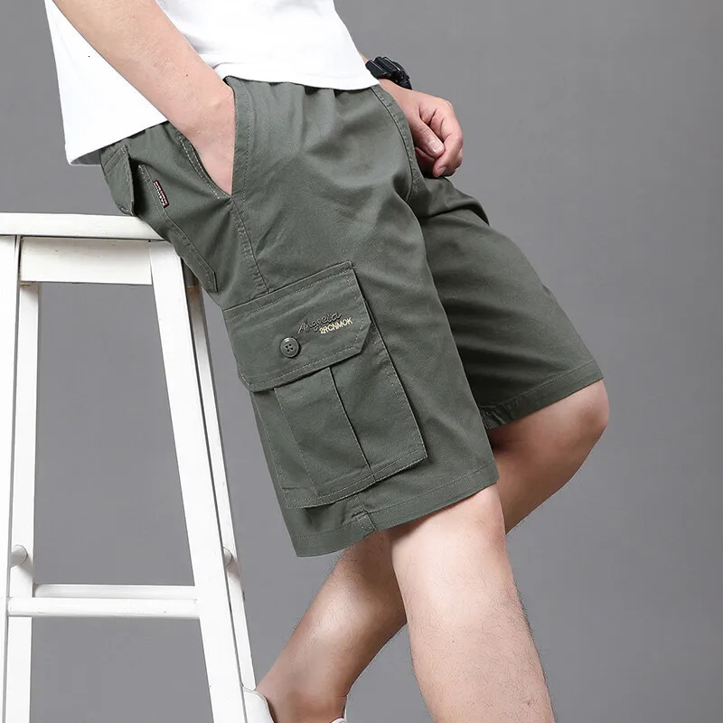 Mens work cargo shorts summer casual backpacks sports gym 4XL lightweight cotton sweat knee 250425